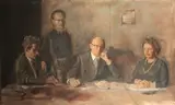 A family portrait seated around a table by George Weissbort, oil on canvas, sold Dec 2024