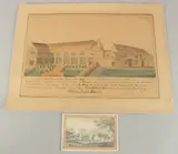 British, 'A View of the Remains of the Hospital of the Grey Friars in Bedford as it appeared 1734 by W. S. Mayes, watercolour, sold Dec 2024
