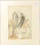 A bookplate design with Fra Bartolomeo's Christ with the Evangelists, pen by Samuel Woodforde, ink and grey, sold Dec 2024