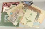 A folder of fifteen watercolour drawings, unframed, fruit, figures, buildings etc by George Weissbort, watercolour, sold Dec 2024