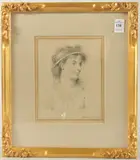 Portrait head and shoulders of a young lady by Matthew Haughton, 1798, pencil, sold Dec 2024