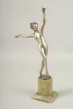 1892-1950 A FINE COLD PAINTED SEMI-NUDE DANCER on an onyx base by Josef Lorenzl, sculpture, sold Nov 2024