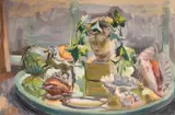 A still life study featuring a classical bust and seashells by Phyllis Bray, oil on canvas, sold Nov 2024