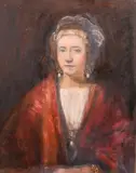 A THREE QUARTER LENGTH PORTRAIT of a young lady, panel.16ins x 13ins (42cm x 33cm) by George Weissbort, oil, sold Nov 2024
