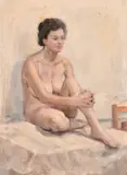 One male and one female by George Weissbort, oil, sold Nov 2024