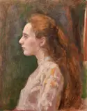 TOW PORTRAITS, head and shoulders of a young lady, board.13.5ins x 10.5ins and 16ins x 13ins (41cm x 33cm & 34cm x 26cm) by George Weissbort, oil, sold Nov 2024