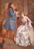 Elegant figures in a lavish interior by Gertrude Demain Hammond, watercolour, sold Nov 2024