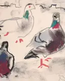 Pigeons, 2010 by Peter Stillwell, drawing, offered Nov 2024