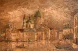 signed and dated '68', 24ins x 35ins (61cm x 89cm) by Corpavko.venetian Scene, drawing, sold Nov 2024