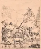 Plate size by Nicolaes Pieterszoon Berchem, engraving, sold Nov 2024