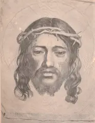 Formatur unicus una, non alter, head of Christ, engraving, plate size 16.5" x 12.5" (42 x 32cm), unframed by Claude Mellan, engraving, sold Nov 2024
