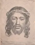Formatur unicus una, non alter, head of Christ, engraving, plate size 16.5" x 12.5" (42 x 32cm), unframed by Claude Mellan, engraving, sold Nov 2024