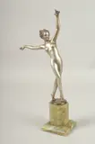 1892-1950 A FINE COLD PAINTED SEMI-NUDE DANCER on an onyx base by Josef Lorenzl, sculpture, sold Oct 2024