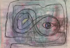 Abstract composition with eye by John Tunnard, mixed media, sold Oct 2024