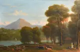 Figures and livestock on the banks of Lake Geneva by Samuel John Stump, 1833, oil on canvas, sold Oct 2024