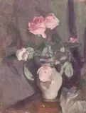 A still life of roses in a porcelain jug by Georges Weissbort, oil on canvas, sold Oct 2024
