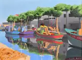 Canal Turn Burano by John Richardson Gauld, gouache, sold Oct 2024