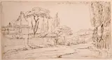 At the End of Chenies Street, Bedford Sq, July 20th/93 by John Thomas Serres, ink, sold Oct 2024