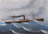 SS Guillemot - London by G. Roberto, 1917, watercolour and gouache, sold Oct 2024