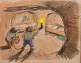 s home for 'Wind in the Willows by John Worsley, 1970, charcoal and watercolour, sold Oct 2024
