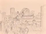 A group of four sketches of Australian subjects by Alexandra Asovtseff, pencil and charcoal, offered Oct 2024