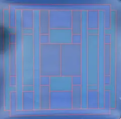 Large Blue Crossover by Peter Stroud, 1972, screenprint, sold Oct 2024