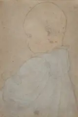 A study of a child believed to be the artist's daughter Joscelyne by Arthur Gaskin, mixed media, offered Aug 2024