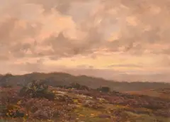 A New Forest View at dusk by Frederick Golden Short, 1906, oil on panel, offered Aug 2024