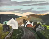 Shetland Village by Michael Gower Alford, oil on canvas board, offered Aug 2024