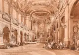Interior of a grand Italian cathedral by Edward Roskilly, watercolour, offered Aug 2024