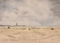 On the Fens by Edward Vulliamy, watercolour, offered Aug 2024