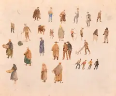 A collection of six unframed by Walter Tyndale, watercolour, offered Aug 2024