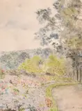 A garden path by Martin Snape, watercolour, sold Jul 2024