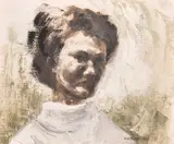Untitled by Stanley Rickard, 1962, Mixed media - Shoulder-length portrait of a woman, signed and dated, sold Jul 2024