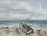 View from Hermanus of Danger by Terence McCaw, oil on board, offered Feb 2023