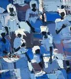 African Women by Walter Battiss, oil on board, sold Feb 2023