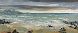 Entitled verso 'Beach Near by Charles Wyatt Warren, oil on board, sold Feb 2023