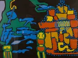 Abstract figures and by Walter Battiss, screenprint, sold Feb 2023