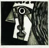 Head I by John Vivian Roberts, etching, sold Feb 2023