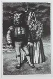 Monochrome lithograph - Minotaur's Wedding by John Vivian Roberts, lithograph, sold Feb 2023