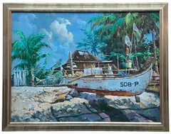 Luzon Island, Philippines by Mike Herrera, oil on board, offered Jan 2023