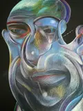 pastel on black paper - Hommage to Francis by Mihail Chemiakin, 1988, pastel, sold Jan 2023