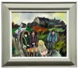 Sunday walk by Gill Watkiss, oil on board, sold Jan 2023