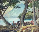 The Volcano at Rabaul by William Alexander Dargie, oil on board, sold Jan 2023