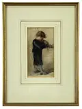 MARCHIONESS OF WATERFORD (British, 1818-1891) watercolour - young boy playing a violin, by Louisa Anne, watercolour, sold Jan 2023