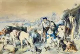 Horses by Emily R. Smyth, watercolour, offered Jan 2023