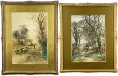 Lane Near Warwick by H C Fox, 1927, watercolor, sold Jan 2023