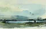 Cefn Bryn by Julian Brown, watercolour, sold Jan 2023