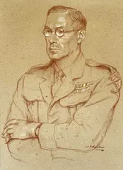 Red and white chalk on paper - half portrait of an Army by William Rothenstein, drawing, offered Jan 2023