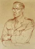 Red and white chalk on paper - half portrait of an Army by William Rothenstein, drawing, offered Jan 2023